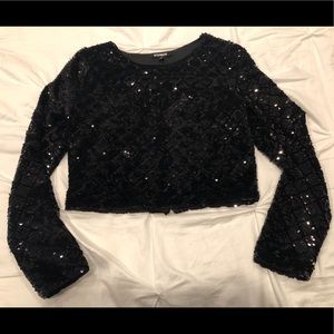 NWT - Express - Black Sequin Top - Size M